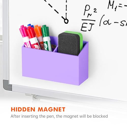 BEYGORM Magnetic Dry Erase Marker Holder for Whiteboard,Non-slip Acrylic Magnet Pen Holder for Fridge Refrigerator,Locker Organizer for Work,Locker Accessories,Pencil Cup for Desk(Purple) - color: Purple