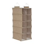Household Essentials 10 Pocket Hanging Shoe Closet Organizer with Hooks - color: Latte