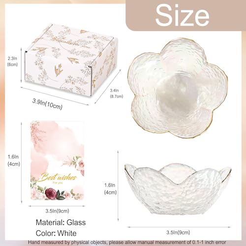 White Flower Jewelry Dish Glass Ring Dish Jewelry Tray Cute Vanity Organizer Room Decor Aesthetic Nightstand Bathroom Decor Trinket Dish Ring Holder Jewellery Tray Valentine's Birthday Gifts for Women - color: White