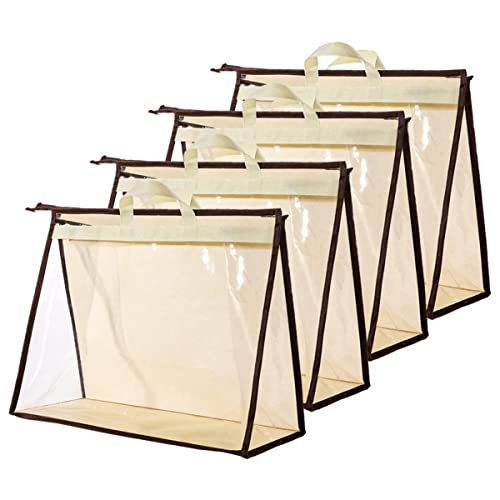 CINPIUK Clear Handbag Storage Bags Purse Organizer for Closet, Zipper Hanging Storage Bag for Handbags, XL, 4PCS - color: Beige, size: XL-4PCS