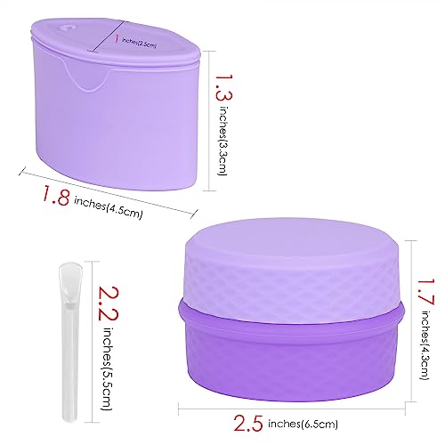 Adorila 2-Pack Silicone Travel Makeup Containers, 0.34oz/10ml TSA Cream Jars, 3-in-1 Modular Skincare Storage Case (Pink, Purple) - color: Purple+Pink