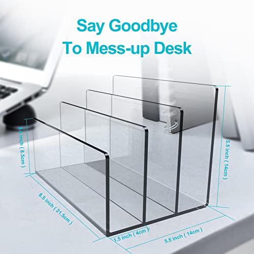Boloyo Acrylic File Holder,1PC 3 Sections Clear File Organizer Mail Letter Sorter Desktop Folder Holder for Home Office School Envelope Bill Filling Paper Document - color: Clear, size: 3 Sections(1PC)