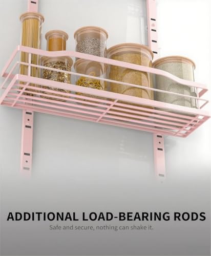 Moforoco Pink 9-Tier Over The Door Pantry Organizer, Pantry Organization and Storage, Black Hanging Basket Wall Spice Rack Seasoning Shelves - color: Pink, size: 9-Tier Standard
