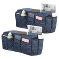 uxcell 2 Pcs Recliner Armchair Caddy, Couch Armrest Organizer with 14 Pockets for Bedside Sofa Remote Control Holder Magazine Phone Book Glasses (Dark Blue, 20" x 7" x 9") - color: Dark Blue