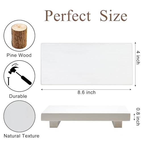 White Wooden Bathroom Counter Tray Organizer Small Wood Risers Pedestal Stand Kitchen Soap Dish Dispenser Holder for Bathroom Counter Decor Farmhouse Bathroom Sink Accessories Modern Vanity Tray - color: White, size: 8.6" x 4" x 1.6"
