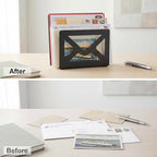 MyGift Black Metal Desktop Mail Holder with Cutout Envelope Design Home and Office Desk Letter Organizer - color: Black