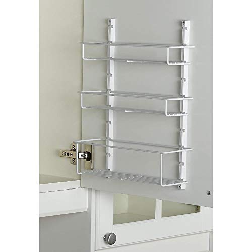ClosetMaid Adjustable 3 Shelf Spice Rack Organizer Kitchen Pantry Storage for Cabinet Door or Wall Mount with Metal Shelves, White (2 Pack)