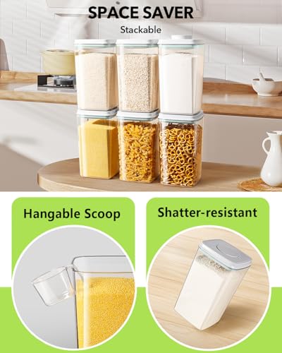 Ankou Airtight Pop Food Storage Container with Lid & 130ml Scoop, 4L/4.2qt BPA-Free Cereal, Rice, Flour, Pasta & Snack Container, Stackable & Durable,Kitchen Pantry Organizer - color: 4L/4.2qt