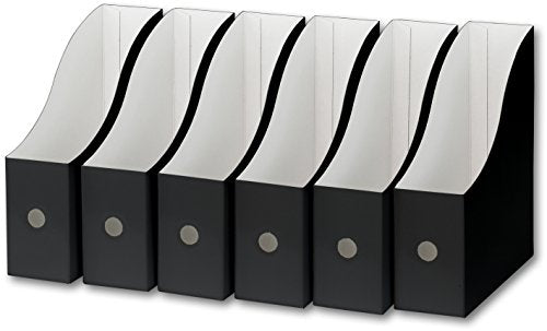 Simple Houseware 6-Pack Magazine File Holder Box, Foldable Cardboard Organizer, Black - color: Black, size: 6 Pack