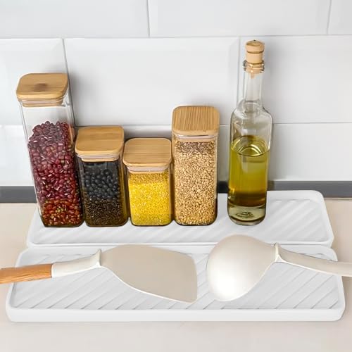 Silicone Organizer Tray for Kitchen Sinks and Bathrooms. Dishwasher-Safe, Non-Slip Countertop Tray, Bathroom Drawer Organizer Trays. Perfect for Makeup & Trinkets (White L 1PC) - color: White L 1pc