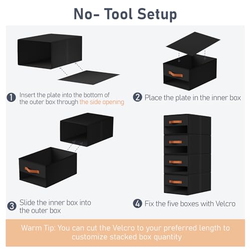 DIMJ Closet Organizers and Storage - Pull-out Fabric Bins with Drawers for Closet Foldable Clothes Organizers with Clear Window, Stackable Storage Drawers for Bedroom,Living Room,Shelf,6-Pack, Black - color: Black, size: 6 Pack