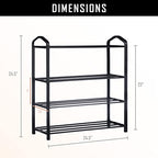 YSSOA 4-Tier Stackable Shoe Rack, 12-Pairs Sturdy Shoe Shelf Storage, Black Shoe Tower for Bedroom, Entryway, Hallway, and Closet - size: 24 x 08 x 24, 4-Shelf