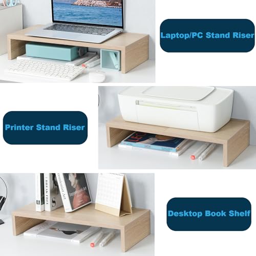 TEAMIX 20 Inch Wood Monitor Stand Riser, Wooden Desktop Stand for PC/TV/Laptop/Printer, Cozy Monitor Riser with Storage, Computer Stand Space-Saving - color: Maple, size: 20 inch