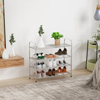 4 Tier Expandable Shoe Rack for Closet, Stainless Steel Shoe Shelf, Strong Weight Capacity Shoes Organizer, Easy to Install and Saving Space Standing Shelf with Sturdy Frame(4 Tier) - size: 4 Tier