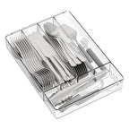 Yieach Clear Small Silverware Organizer 9 inch Wide for Kitchen Drawers,BPA Free Silverware Trays and Plastic Silverware Dividers & Holder,Utensil and Flatware Drawer Organizer Suitable for Fork,Spoon - size: Medium