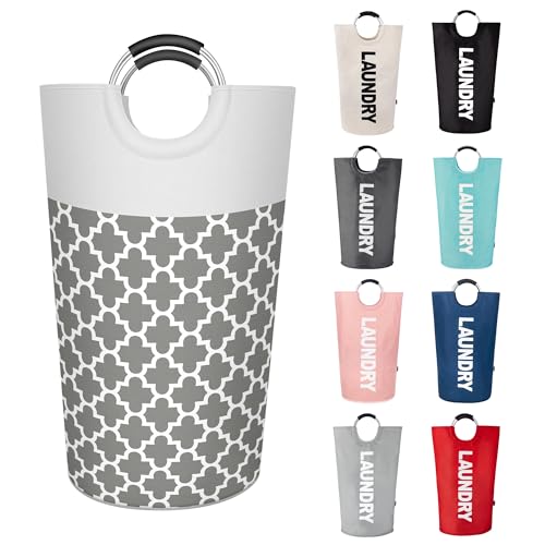 Caroeas 90L Light Laundry Basket (13 Colors), Waterproof Laundry Hamper, Laundry Bag with Padded Handles, Clothes Hamper, Collapsible Laundry Basket Easy Storage - color: LightGreyS, size: 90L
