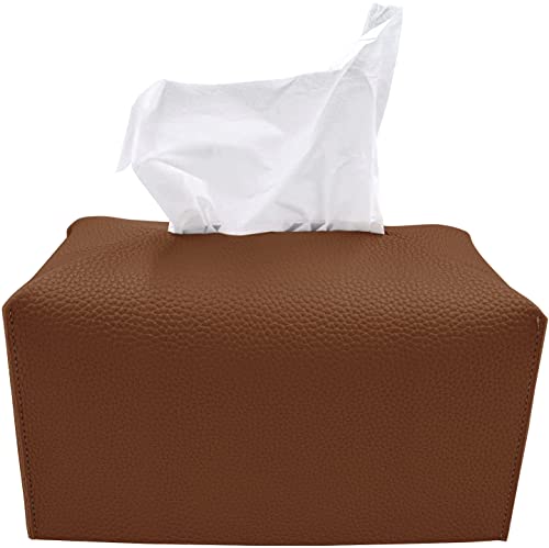 Carrotez Tissue Box Cover, [Refined] Modern PU Leather Rectangular Tissue Box Holder - Decorative Holder/Organizer for Bathroom Vanity Countertop, Night Stands, Office Desk 9.5"X5"X5" - Camel - color: Camel, size: [Rectangular]