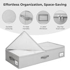 Cupic Cupid Under Bed Storage Containers, Foldable Organizer with Lid for Bedroom, Underbed Storage Box for Blankets, Clothes, Shoes, 2 Pack, Grey - size: 33½"L x 15¾"W x 6¾"H
