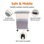Amazon Basics Airtight Pet Food Storage Container with Scoop, BPA Free, Removable Wheels, 69 QT, Gray - size: 69 QT