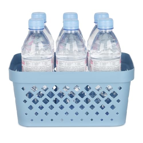 Glad Plastic Baskets for Organizing, Set of 6 | Pantry Storage for Under Counter, Linen Closet, and Bathroom | Nesting Shelf Bins with Handles, 1 Gallon, Marina Blue - color: Marina Blue, size: 1 Gallon