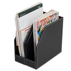 MobileVision Executive Leather Vertical File Folder Holder & Office Product Organizer, Store Files, Magazines, Notepads, Books and more, 2 Pack Combo Set - color: Executive Leather
