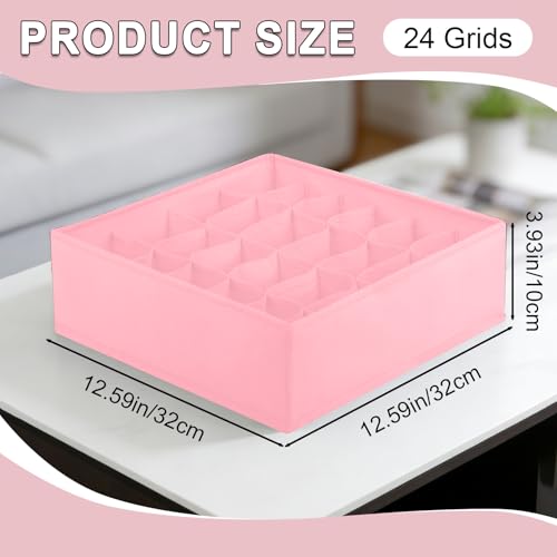 Sock Organizer Drawer Organizer,24 Compartment Foldable Storage,Closet Dividers for Underwear, Socks, Bras, Scarves, Ties, Pink - color: Pink