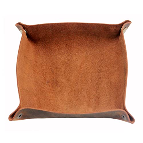 boshiho Valet Tray for Men, Leather Jewelry Catchall Key Phone Coin Box Change Caddy Bedside Storage Box (Crazy Horse Leather - Dark Brown) - color: Crazy Horse Leather - Dark Brown