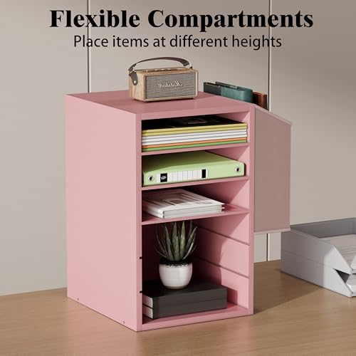 Unionly 6 Tier Adjustable Countertop Mail Sorter, Mailboxes With Name Slots, Literature Organization Paper Storage Slot, Office Desk File Organizer, Wooden Desktop Mailbox for Classroom(Pink, 6 Slots) - color: Pink, size: 6 Slots