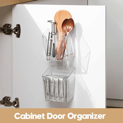 8-Pack Cabinet Door Organizer Adhesive, Hanging Storage Bins, Stick on Small Wall Basket, Makeup Organizer Caddy, Under Inside Cabinet Storage Container for Kitchen, Bathroom Organizer, Office, Dorm - color: 8 Pack, size: Medium
