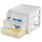 White Desktop Drawer, 3 Drawer Clear Plastic Countertop Drawer - color: Pearl white
