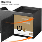 Leather Square Tissue Box Cover with Storage Tray,Cube Tissue Box Holder,Modern Facial Paper Organizer with Remote Control Holder for Bathroom,Vanity Countertop,End Table NightStand Home Office.Black - color: Black