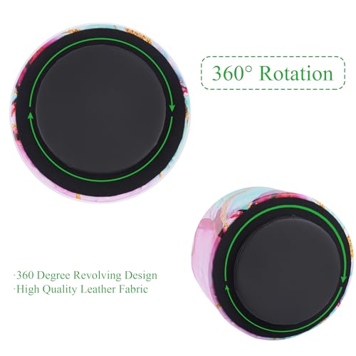 Round Leather Art Supply Organizer,Remote Control Holder,360-degree Rotating Pen Organizer with 4 Compartments(1-Red Green Splash Ink) - color: 1-Red Green Splash Ink