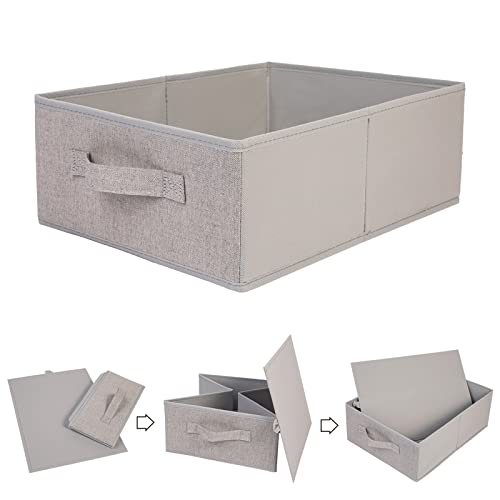 BOMKEE Clothings Collapsible Storage Bins, Foldable Drawer Organizers Closet Storage Baskets Cube Storage Bin for Bedroom Living Room (4 Pack, Grey, 15.4x11.4x5.5inch) - color: Grey, size: 15.4x11.4x5.5inch