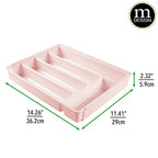 mDesign Adjustable, Expandable Plastic Kitchen Cabinet Drawer Storage Organizer Tray - for Storing Organizing Cutlery, Spoons, Cooking Utensils, Gadgets - Light Pink/Blush
