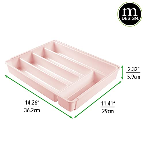 mDesign Adjustable, Expandable Plastic Kitchen Cabinet Drawer Storage Organizer Tray - for Storing Organizing Cutlery, Spoons, Cooking Utensils, Gadgets - Light Pink/Blush