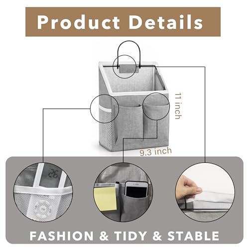 Kanrichu 3pcs Wall Hanging Organizer Bag, Linen Fabric Door Hanging Storage Basket with Pockets, Waterproof Bin for Kitchen, Bedroom, Office, RV Camper (Gray) - color: Gray-Small (3 pcs)