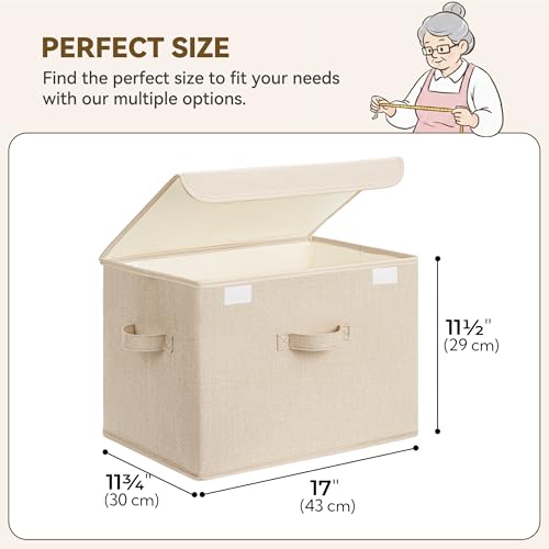 GRANNY SAYS Closet Storage Bins, Decorative Storage Boxes with Lids, Clothes Organizing Bins, Lidded Baskets for Toys, Clothing, Extra Large, Khaki, 2-Pack - color: Khaki, size: Extra Large-2 Pack