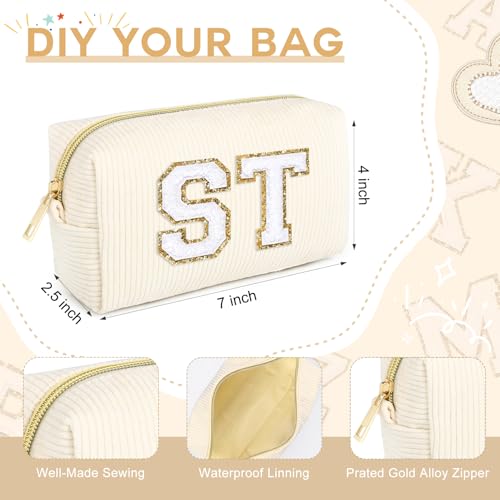 SOIDRAM 6PCS Bridesmaid Proposal Gifts Corduroy Beige makeup bag bulk for Wedding Party Favors Bachelorette party decorations Toiletry Organizer Bag Cosmetic Case Gift - color: Corduroy Beige, size: 6 Pack