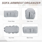 uxcell 2 Pcs Recliner Armchair Caddy, Couch Armrest Organizer with 14 Pockets for Bedside Sofa Remote Control Holder Magazine Phone Book Glasses (Gray, 20" x 7" x 9") - color: Gray