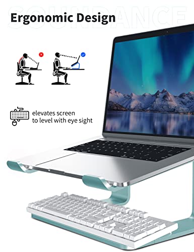SOUNDANCE Laptop Stand, Aluminum Computer Riser, Ergonomic Laptops Elevator for Desk, Metal Holder Compatible with 10 to 15.6 Inches Notebook Computer, Aquamarine - color: G-Aquamarine, size: For 10 to 15.6 Inches Laptop
