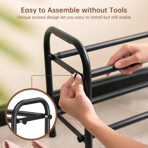 Gonfoam 2-Tier Expandable Shoe Rack,Adjustable Shoe Shelf Storage Organizer Heavy Duty Metal Free Standing Shoe Rack for Entryway Closet Doorway (Black) - color: Black, size: 2 Tier