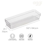 Oggi Clear Drawer Organizer - 3" X 9.5" - Ideal for Organizing Kitchen Drawers, Office, Desk, Silverware, Kitchen Utensils, Cosmetics and Bathrooms - size: 3" by 9"