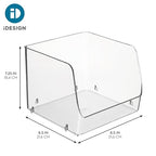 iDesign Linus Stacking Organizer Bins for Kitchen, Pantry, Office, Bathroom, Extra Large-Clear - size: Large