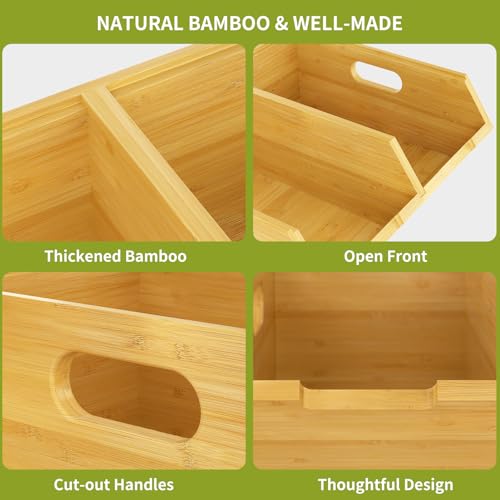 Bamboo Pantry Storage Bins for Vegetables, Potato and Onion Storage Bin for Pantry, Produce Bins for Kitchen Counter