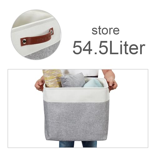 DECOMOMO Storage Baskets | Large Storage Bins 54.5L Fabric Baskets for Organizing Laundry Nursery Toys Cloth Linen Closet Organizers with Handles (Grey and White, XXXL - Jumbo/3P - 17" x 13" x 15") - color: Grey and White, size: Jumbo/3P