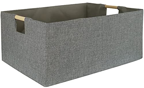 Storage Bin for Shelves Rectangle Closet Baskets Foldable Box with Handles Gray Shelf Baskets Toy Boxes for Home Office Car Dormroom - color: Grey