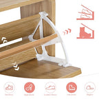 Turtle&Myrtle Narrow Fluted Shoe Cabinet for Entryway, Slim Hidden Shoe Rack, Wooden Freestanding Shoe Storage Organizer with 4 Flip Drawers, Hallway, Living Room, Foyer (Natural) - color: Natural-4 Flip Drawers