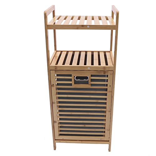 3-Tier Organizer Storage Shelf with Bamboo Frame and Pull Out Fabric Baskets Storage Drawers Unit,Laundry Towel Hamper Cabinet Tower Three Part Compartment Sorter Basket (2-Tier,Style 1) - style: 2-Tier,Style 1