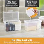 Bostitch Konnect Storage Containers with Lids, Office Organizer, Clear Plastic Box, Stackable for Index Cards, Labels, 1 Qt, 3 Pack - size: 3-Pack