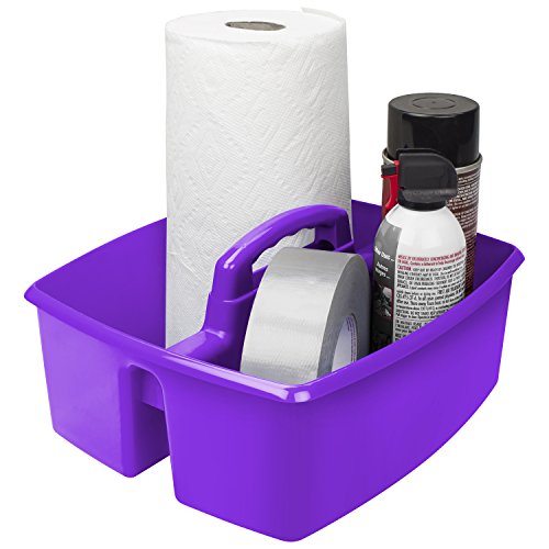Storex 2-Compartment Large Craft Caddy – Multipurpose Classroom Organizer with Handle, Purple, 1-Pack (00955C06C) - color: Purple, size: 1-Pack, style: Large